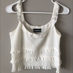 Urban Outfitters White Ruffle Crop Top